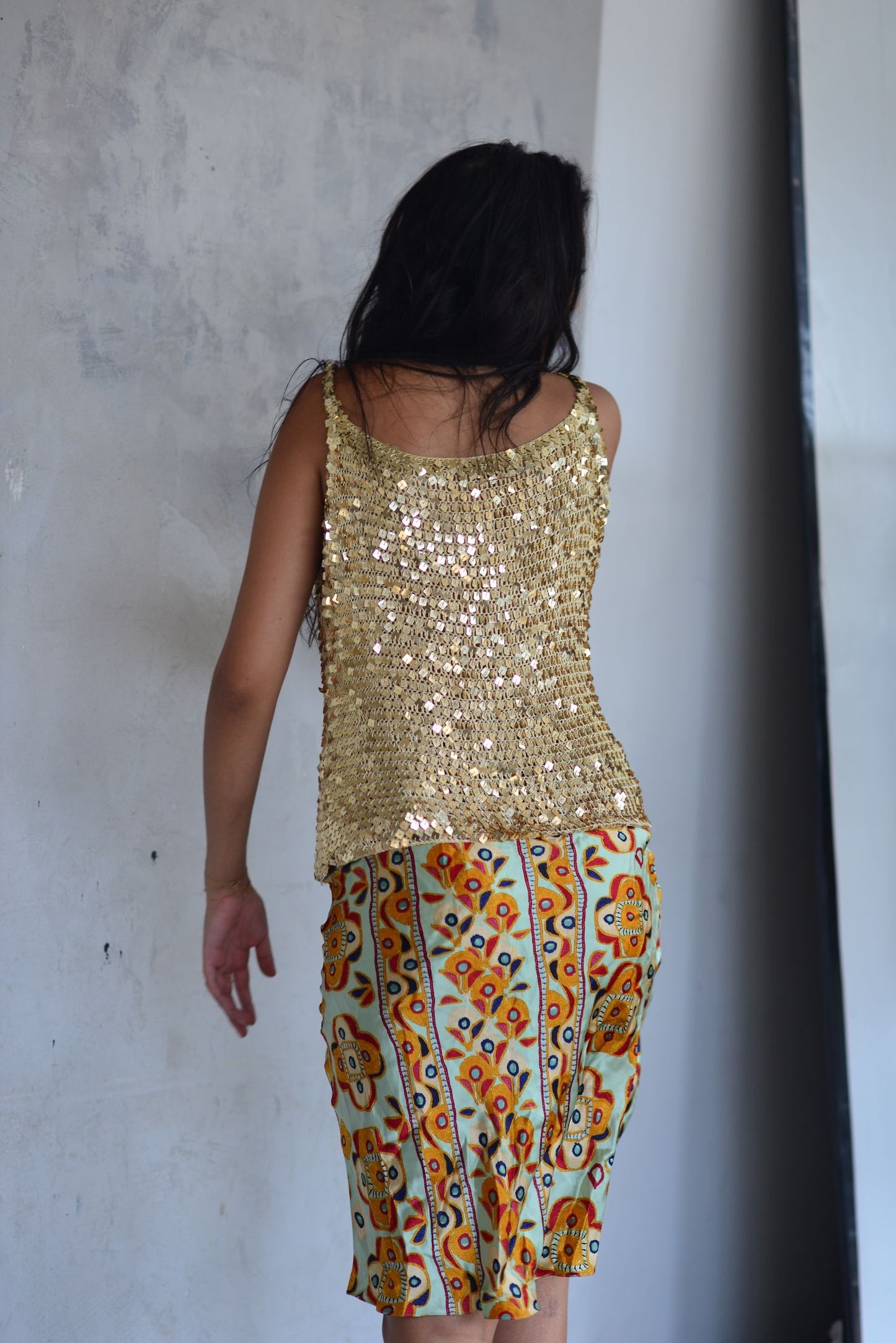 Sequin Crochet Tank Top