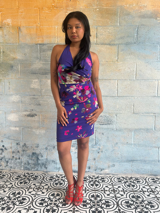 Versace Silk Floral Halter Dress