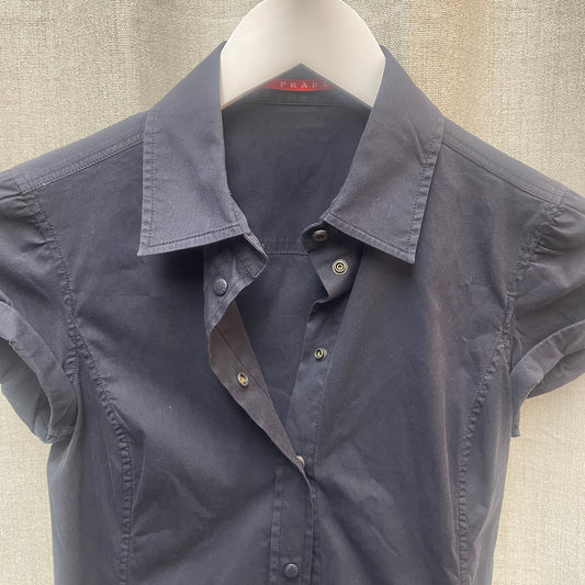 Prada Short Sleeve Button Up Top