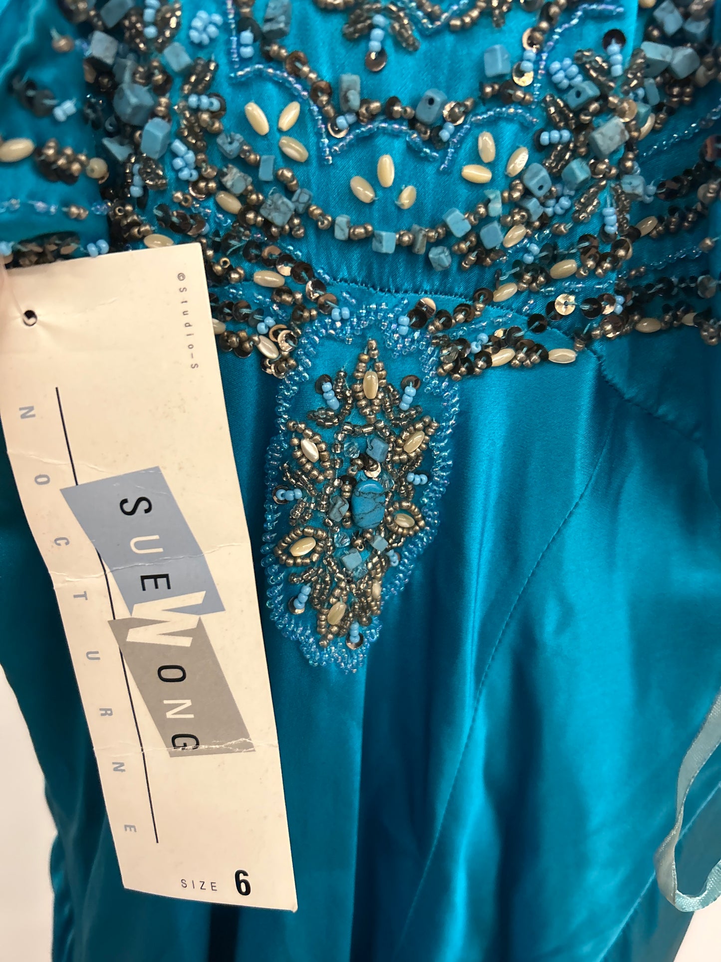 Sue Wong Beaded Silk Fairy Hem Dress