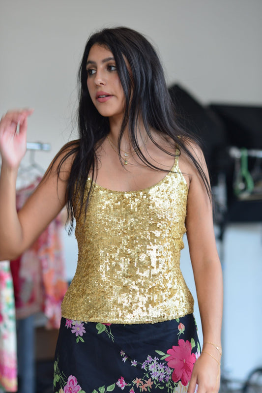 Gold Sequin Tank Top