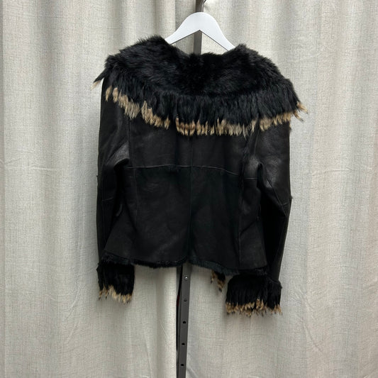 Pellessimo Black Leather Rabbit Fur Jacket
