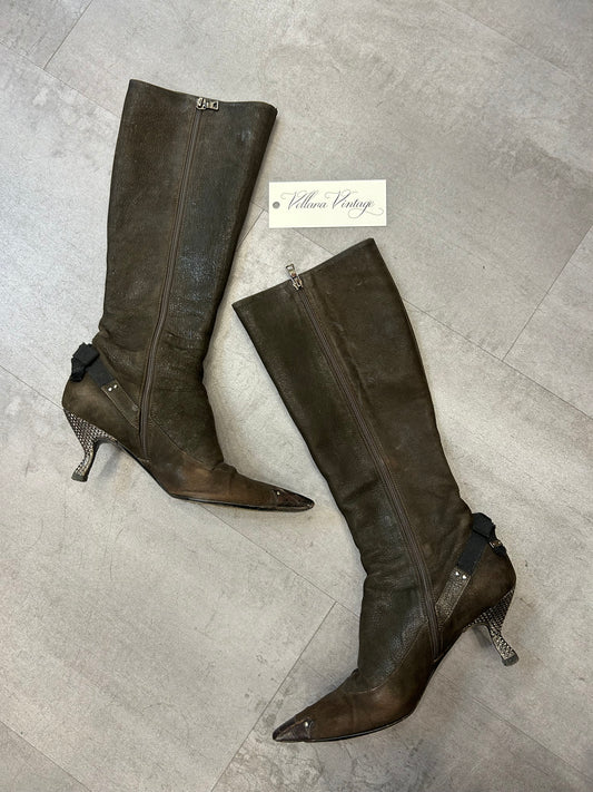 Prada Kitten Bow Brown Boot