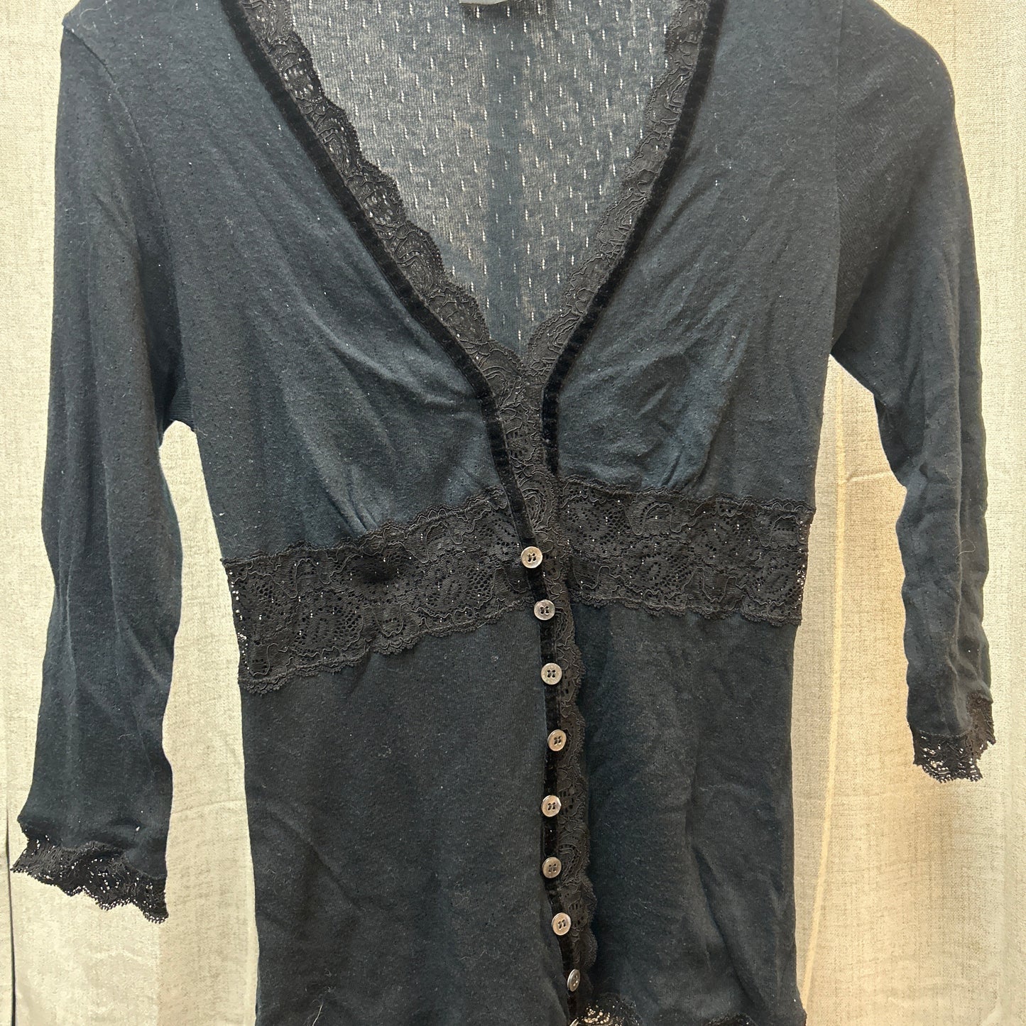 D&G 3/4 sleeve pointelle cardigan