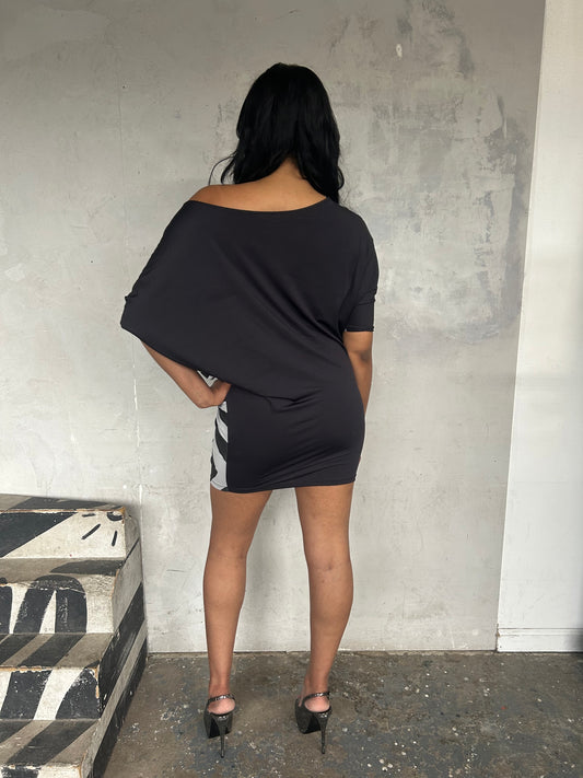 Psychedelic Print Dolman Sleeve Mini Dress