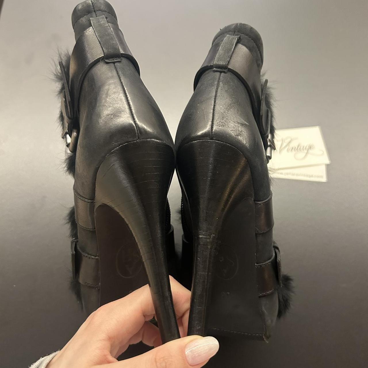 Ash Rabbit Fur Black Boots