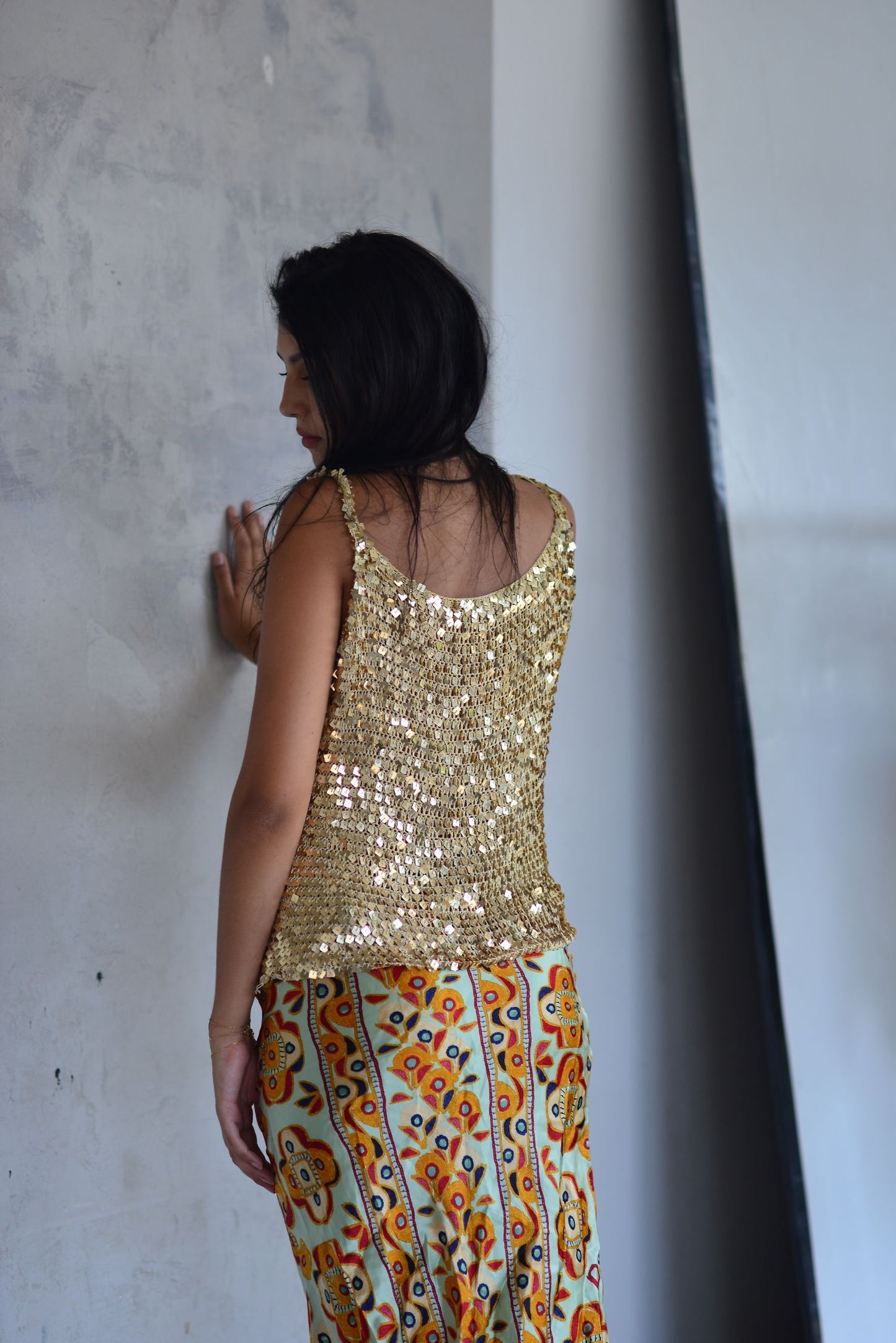 Sequin Crochet Tank Top