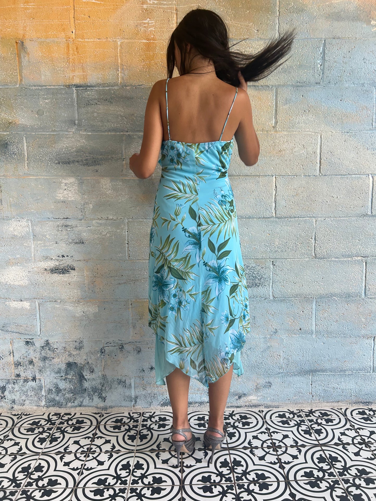 Floral Fairy Hem Empire Waist Maxi Dress