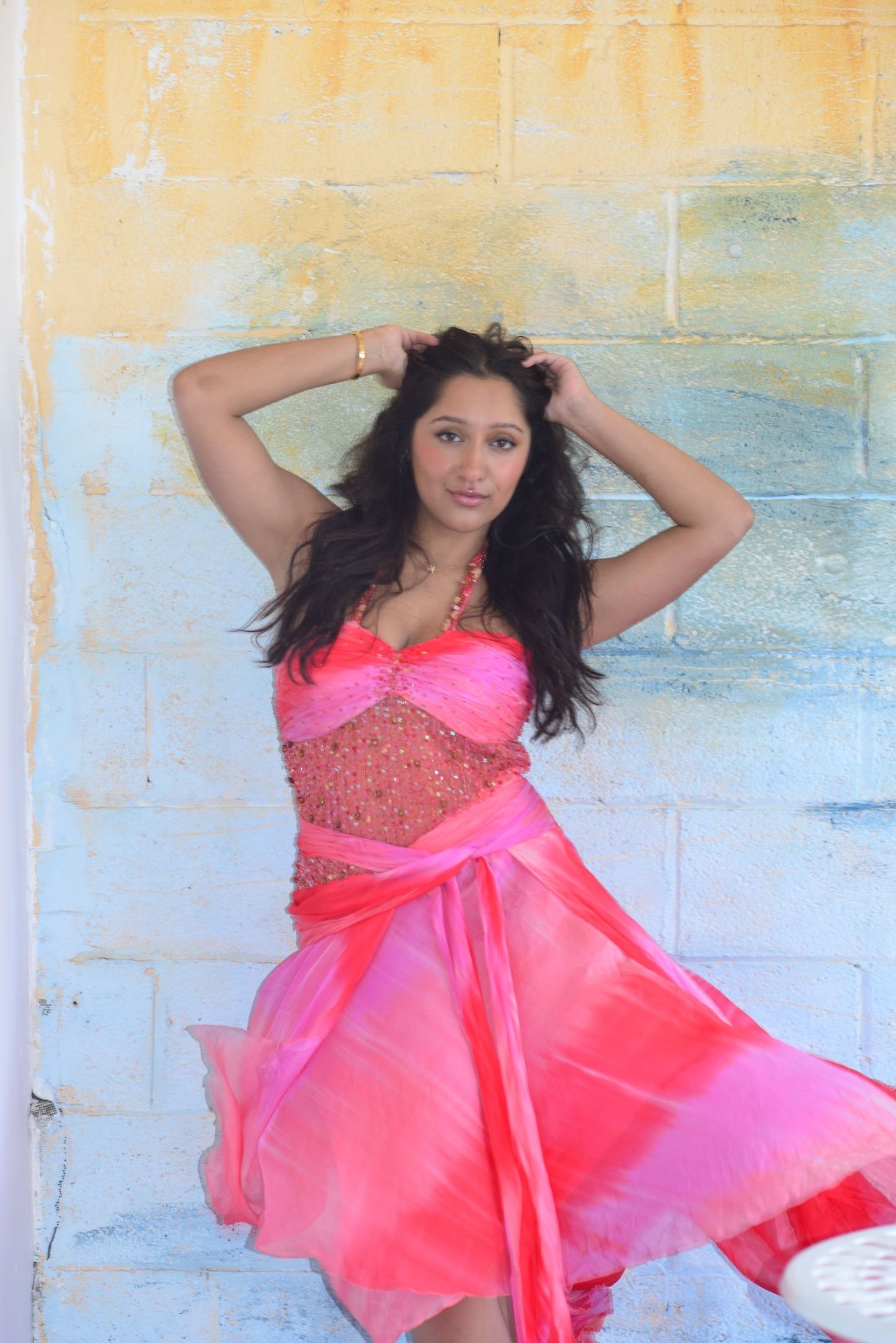 Pink Ombré Silk Beaded Fairy Dress