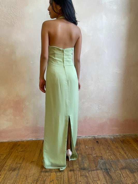 Green Halter Neck Dress