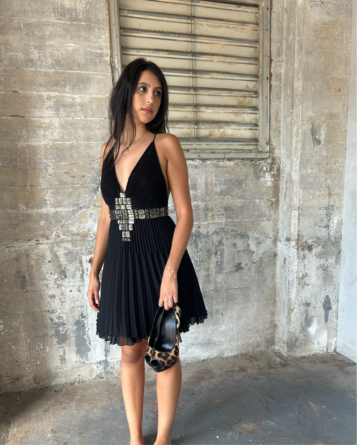 Cavalli Pleated Jewel Dress