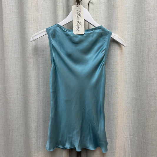 Teal 100% Silk Morgan de Toi Tank Top with Bow