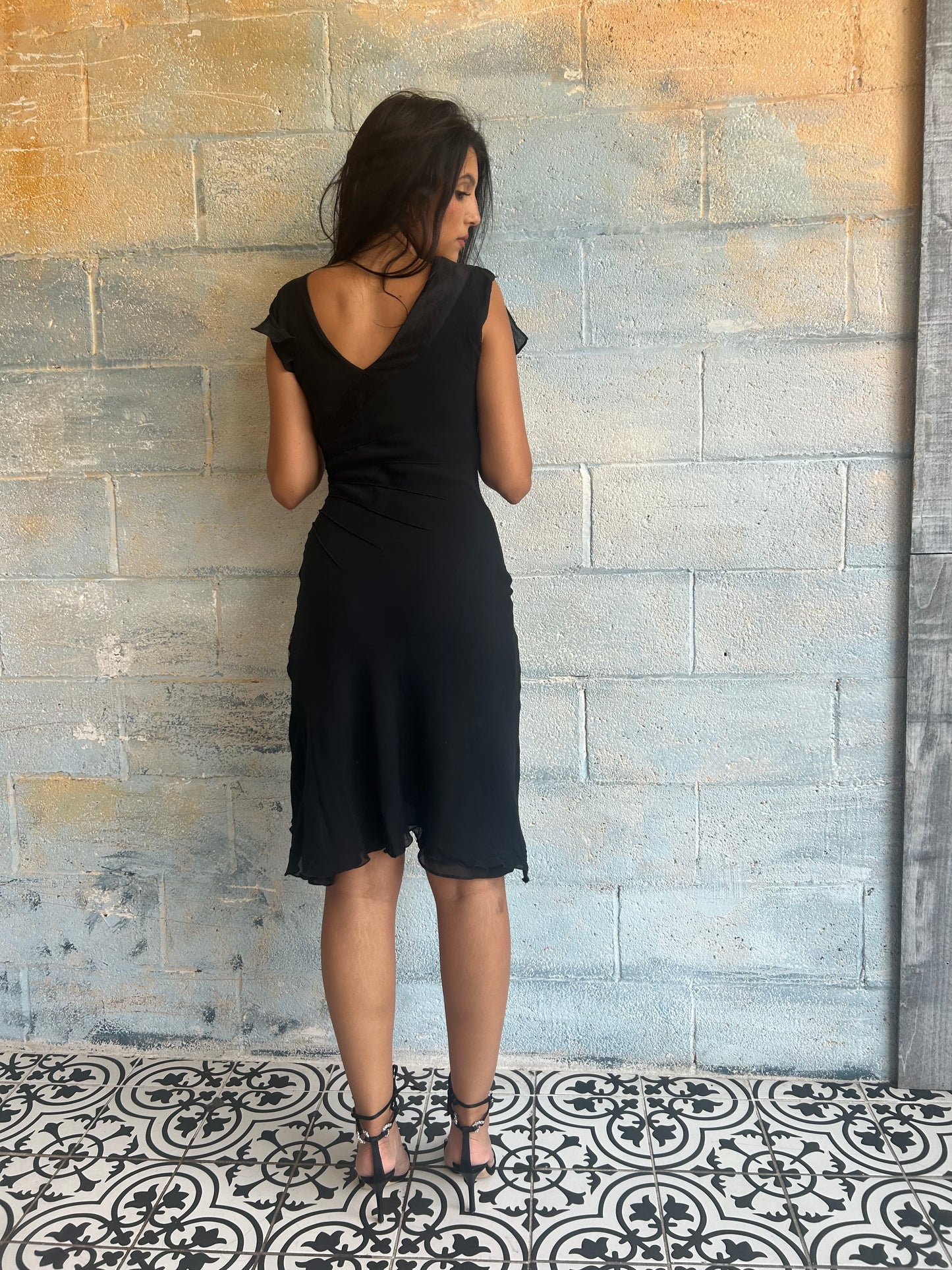 Silk Floral Embroidered Midi Dress