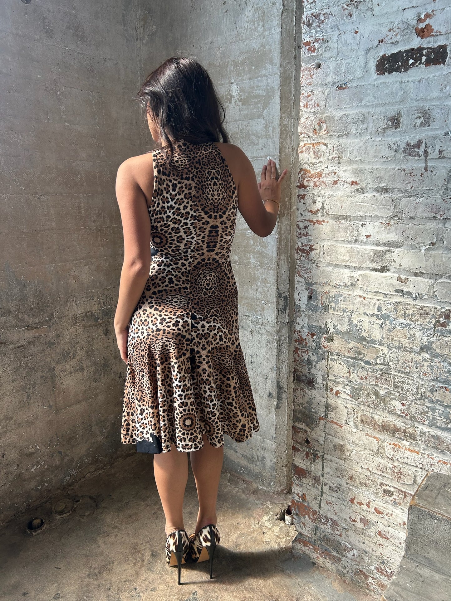 Roberto Cavalli Leopard Print Midi Dress