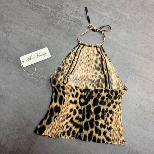 Just Cavalli Leopard Print Halter Tank Top