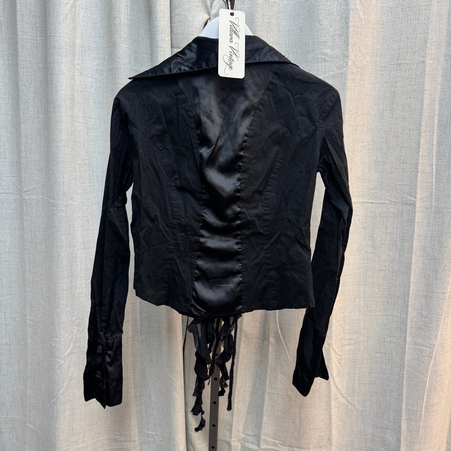 Black Ruffle Long Sleeve Blouse