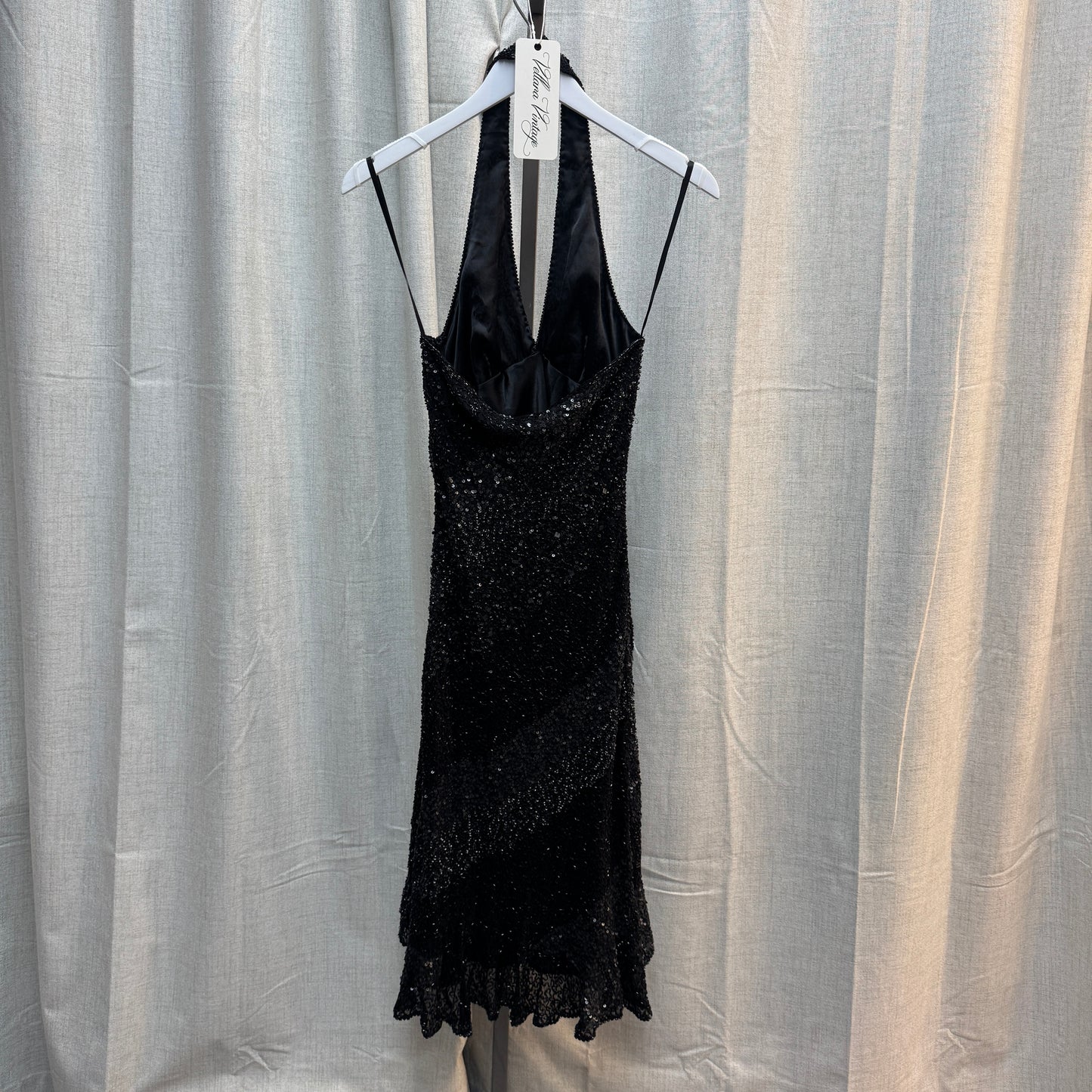 Aftershock Black Beaded Halter Midi Dress