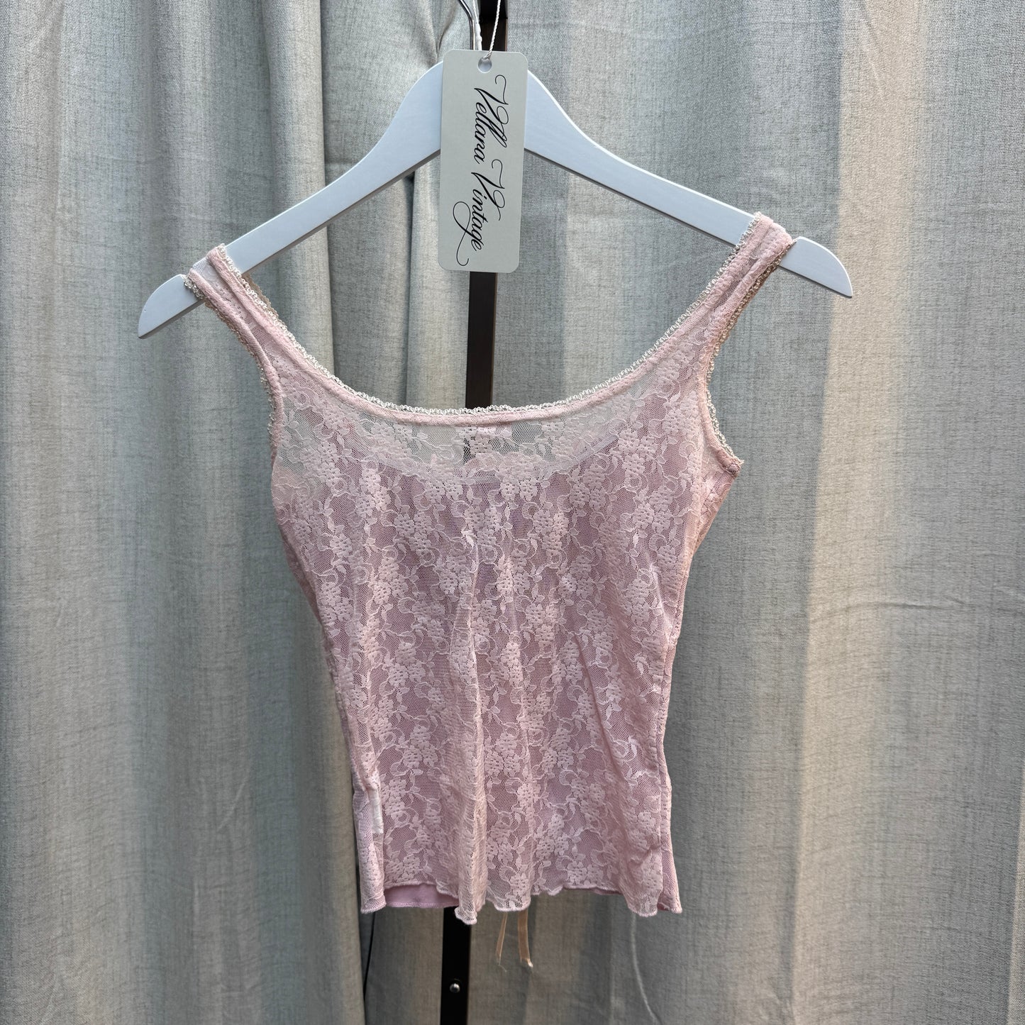 Pink Lace Corset-Style Tank Top