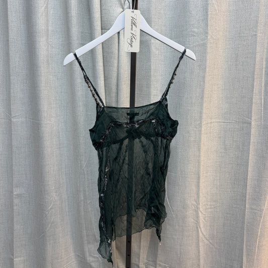 Emerald and Silver Embellished Sheer Fairy Tank Top