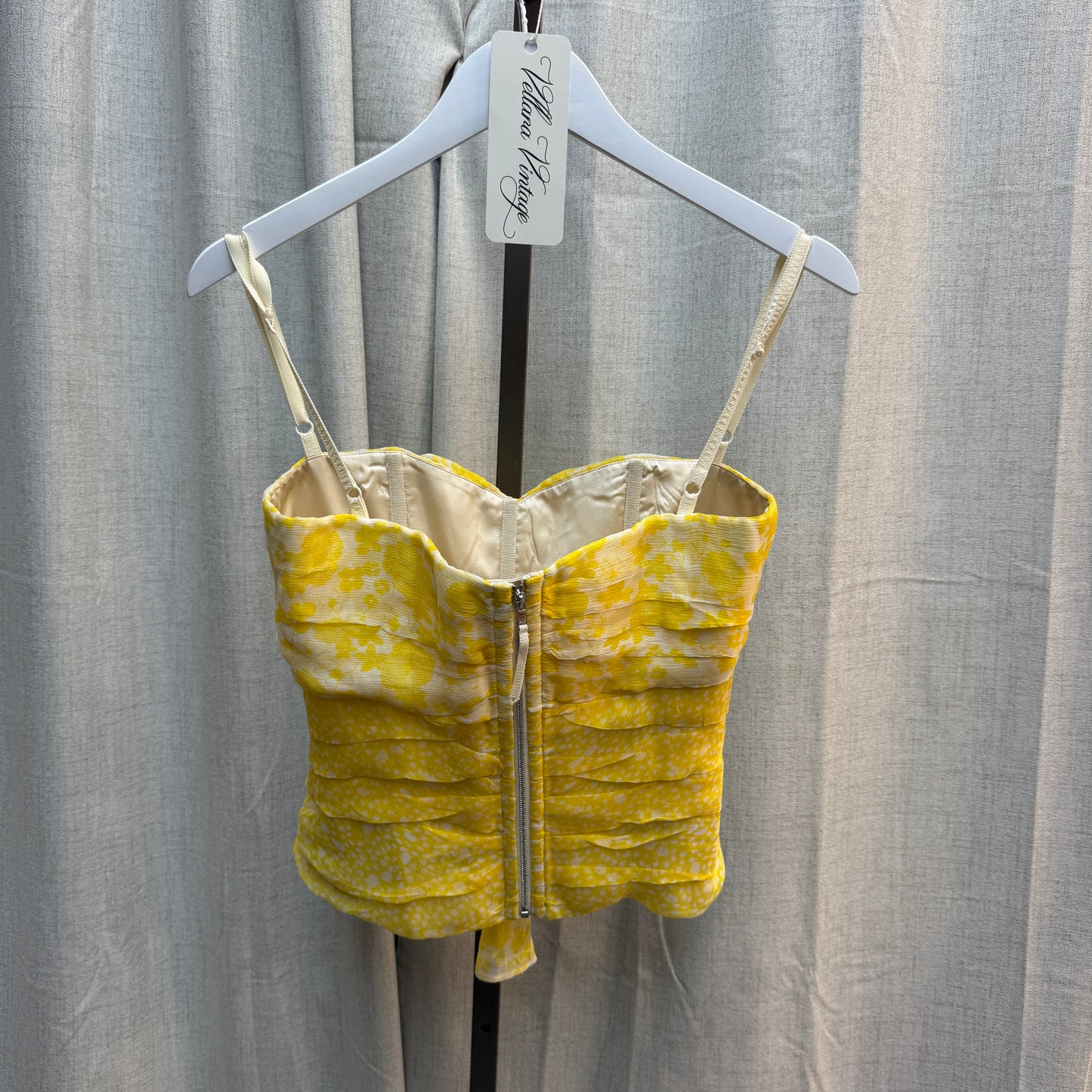 Dolce & Gabbana Yellow Silk Layered Bow Tank Top