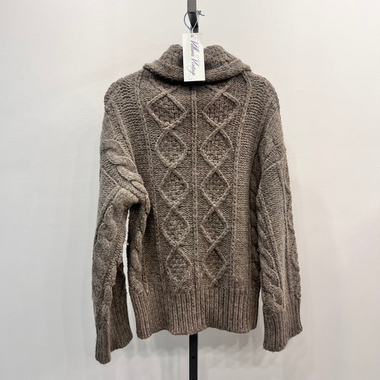 Beaded Cable Knit Turtleneck Sweater