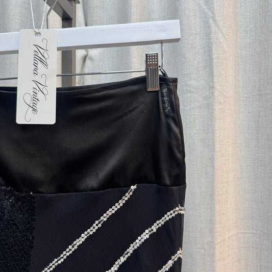 Armani Jeans Black Silk Multi-Patterned Sequin Skirt