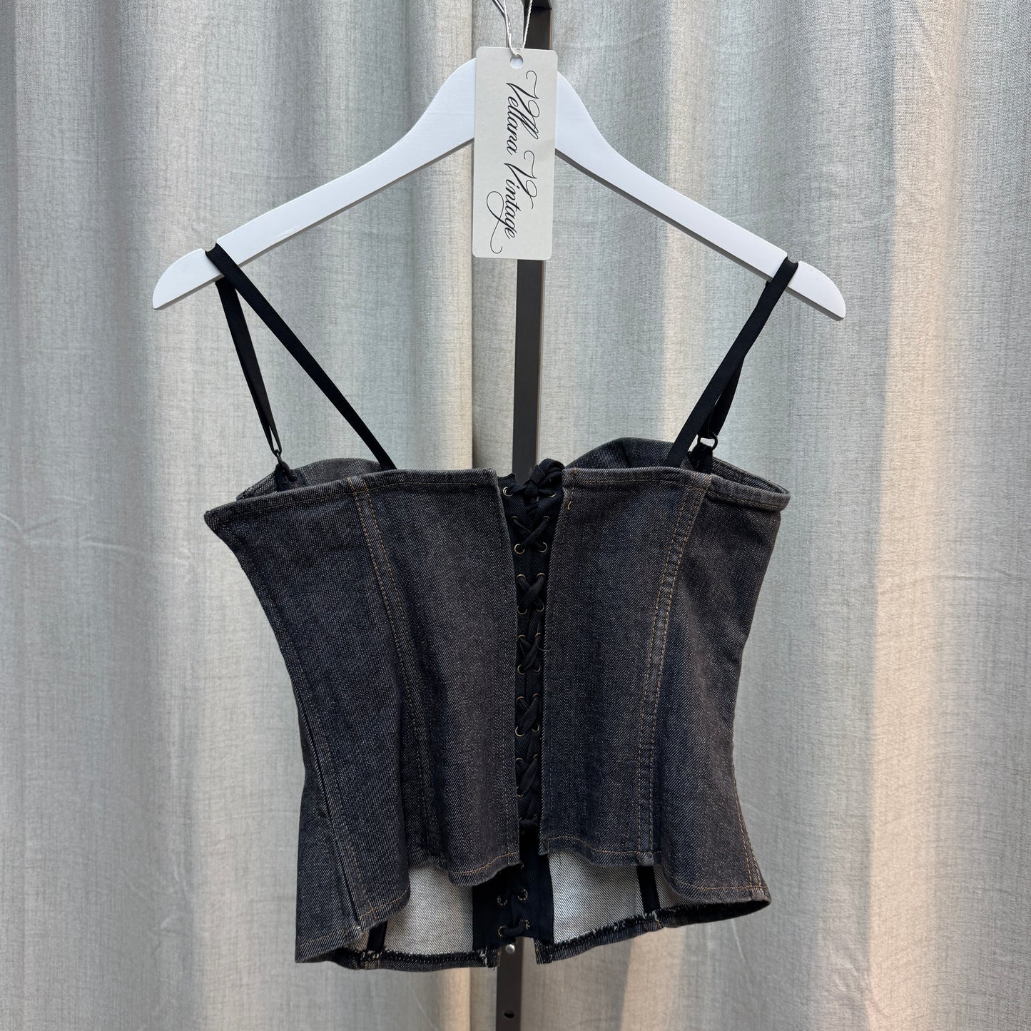 D&G Denim Lace Up Bustier Corset Top