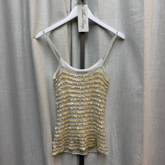 Adolfo Dominguez Off-White Crochet Sequin Tank