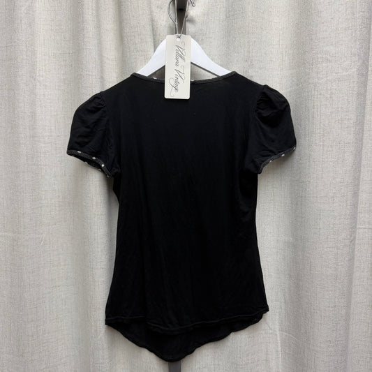 Black Blouse with Polka Dot Trim