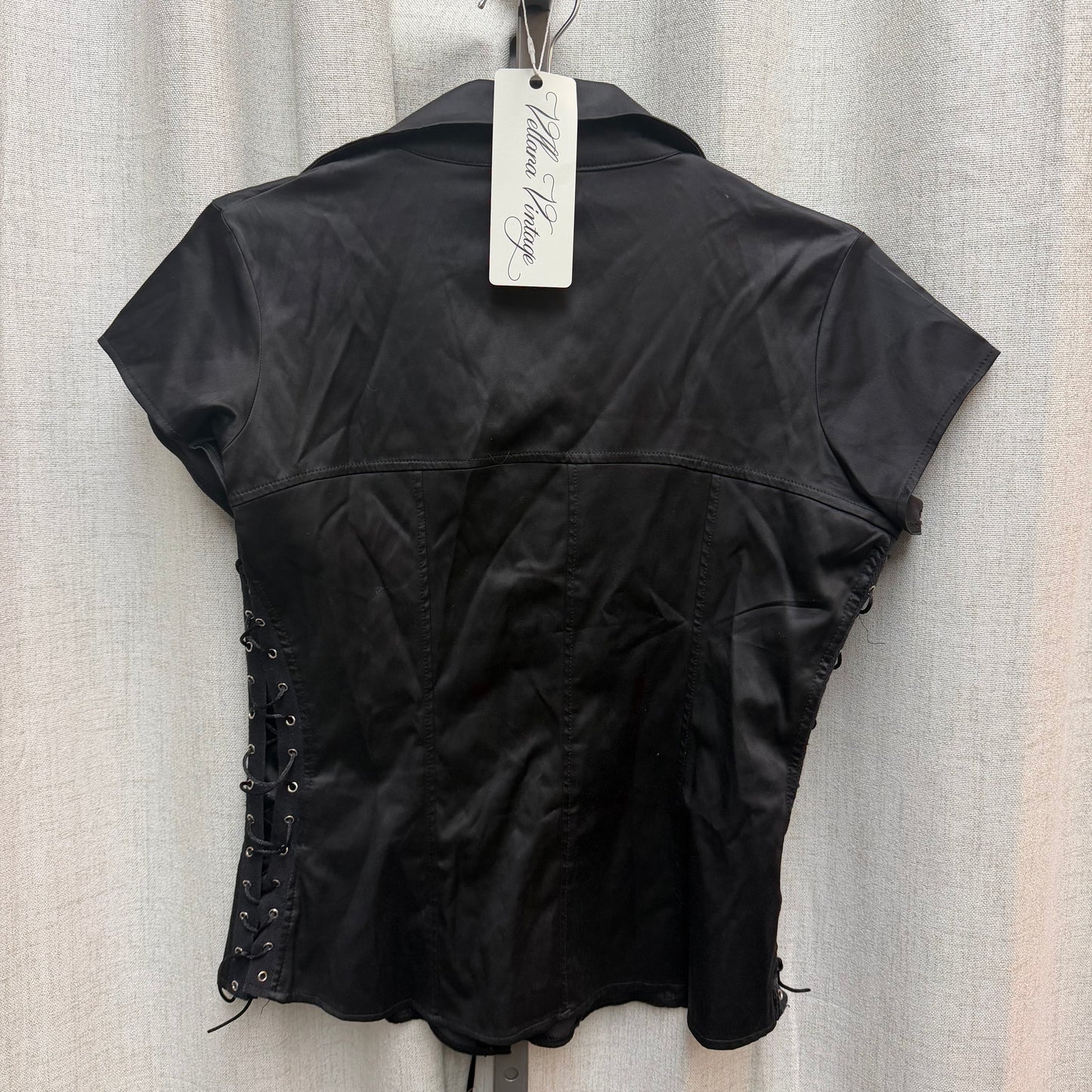 Clockhouse Black Satin Lace Up Bustier Blouse