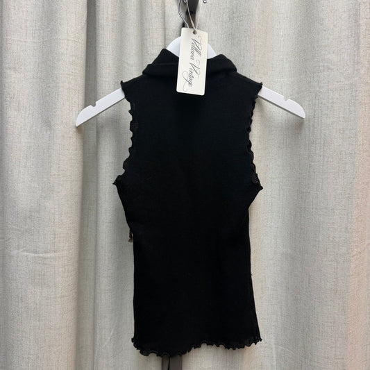 Black Knit Mockneck Top with Rhinestones