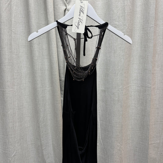 Chainmail Black Backless Maxi Dress