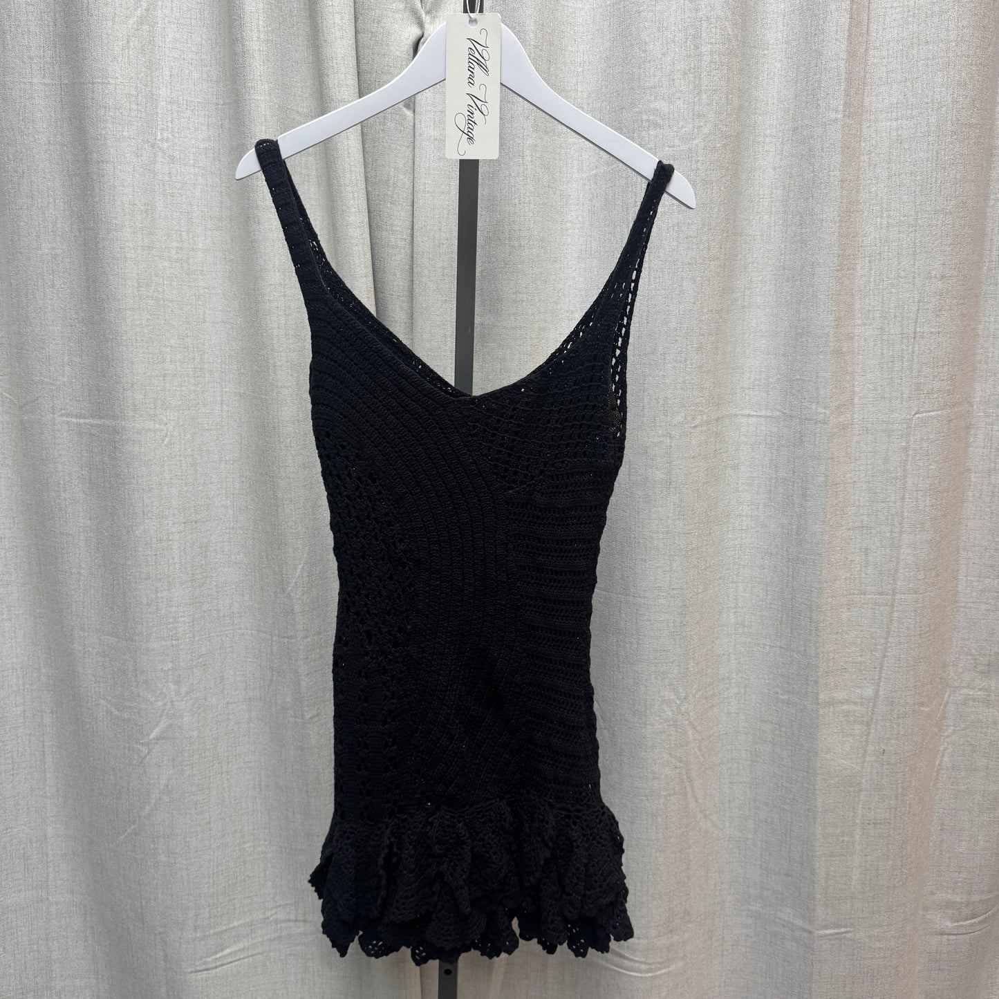 Just Cavalli Black Crochet Mini Dress