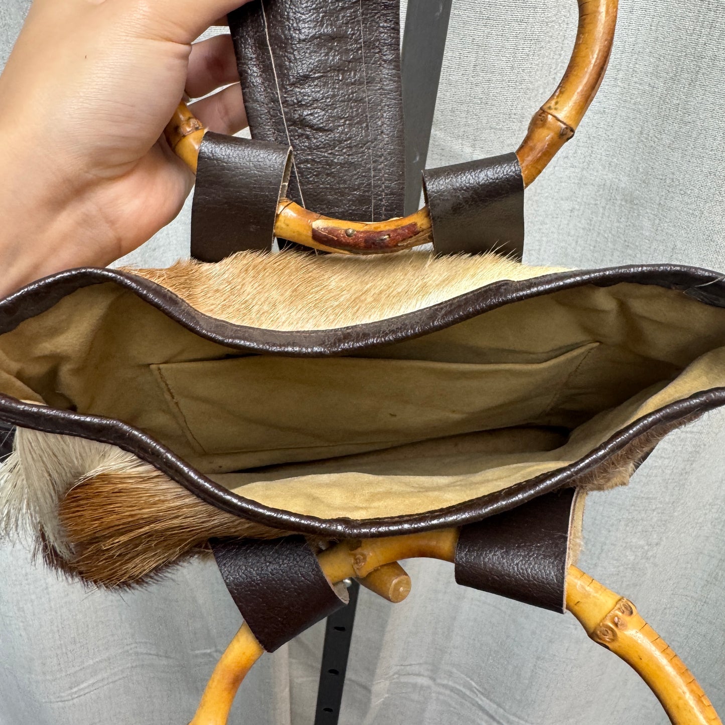 Pony Hair Mini Bag w/ Bamboo Handle