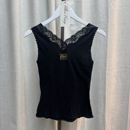 D&G Black Lace Button-Up Tank Top