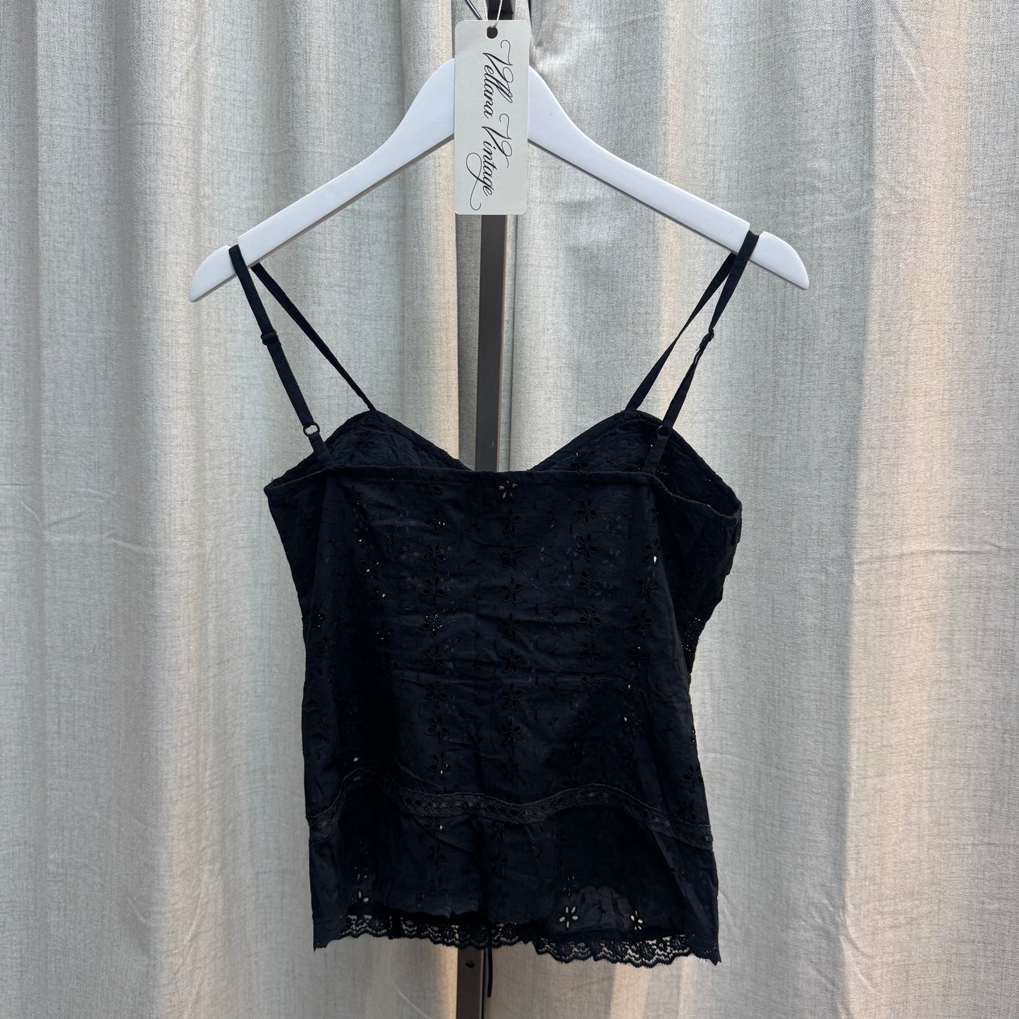 Black Lace Eyelet Tank Top