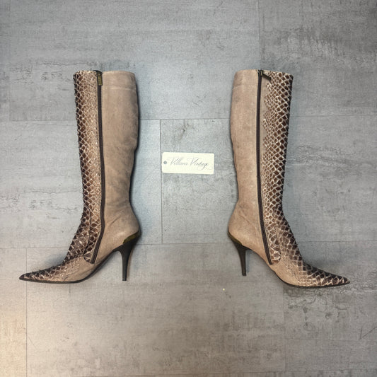 Just Cavalli Brown Python Stiletto Knee-High Boots