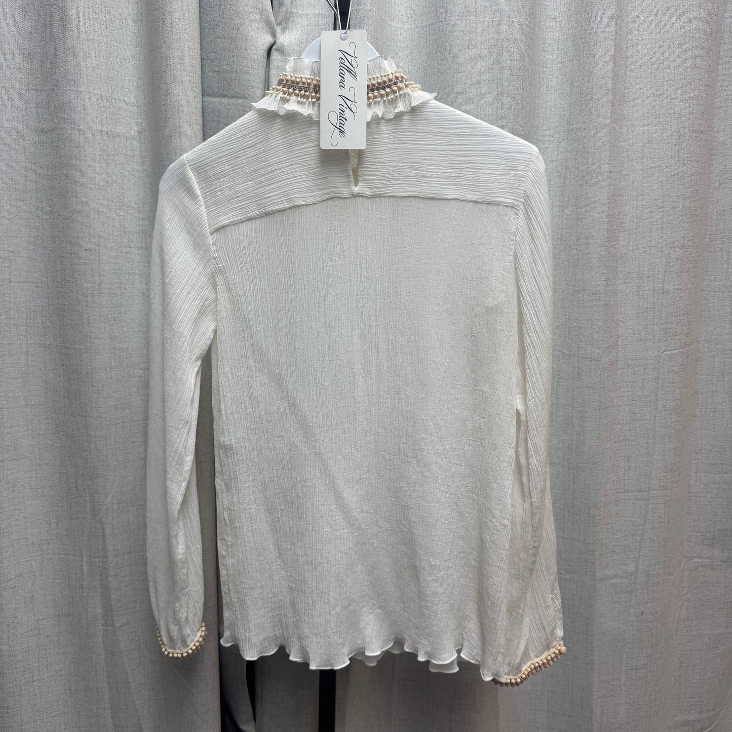 Chloé Beaded Ruffle-Neck Voile Blouse