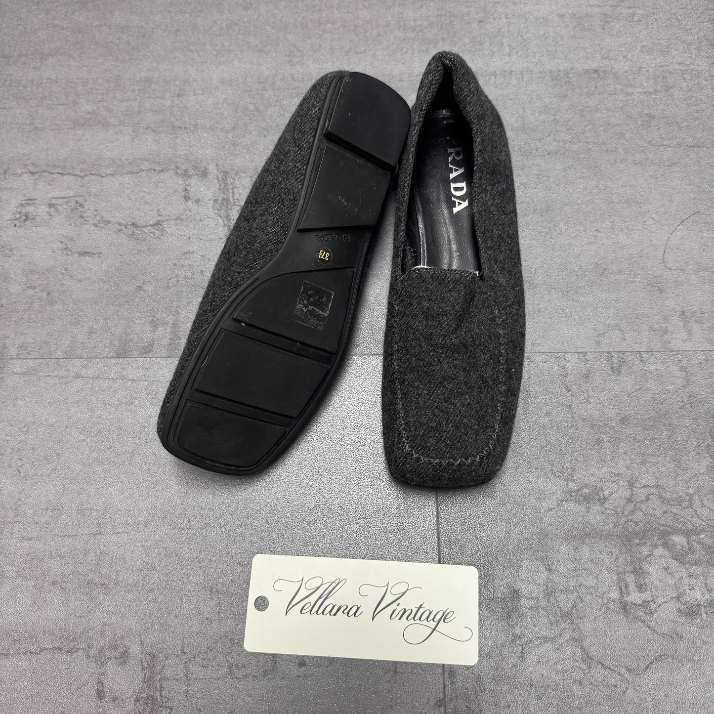 Prada 1999 Gray Wool Loafers