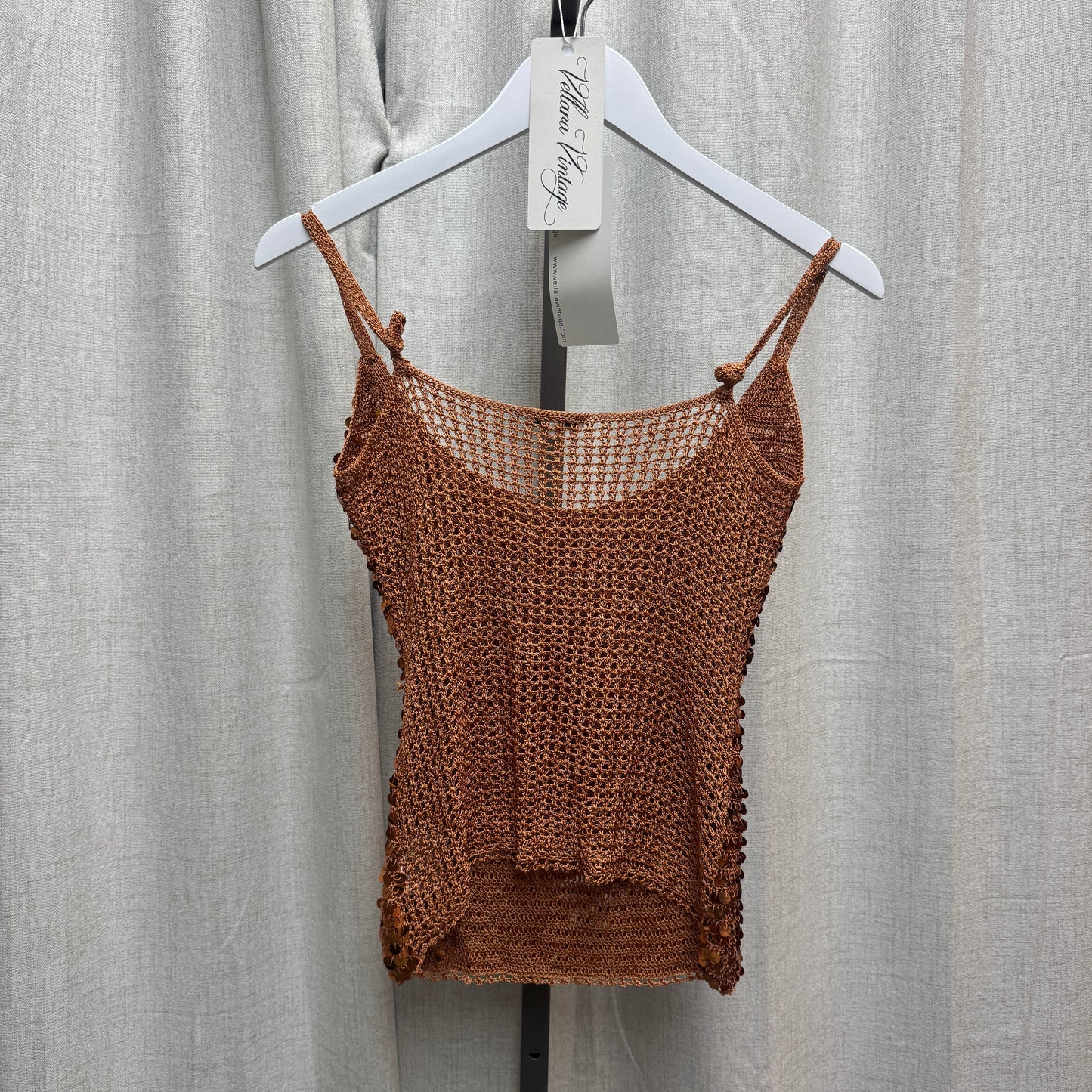 Copper Sequin Crochet Tank Top