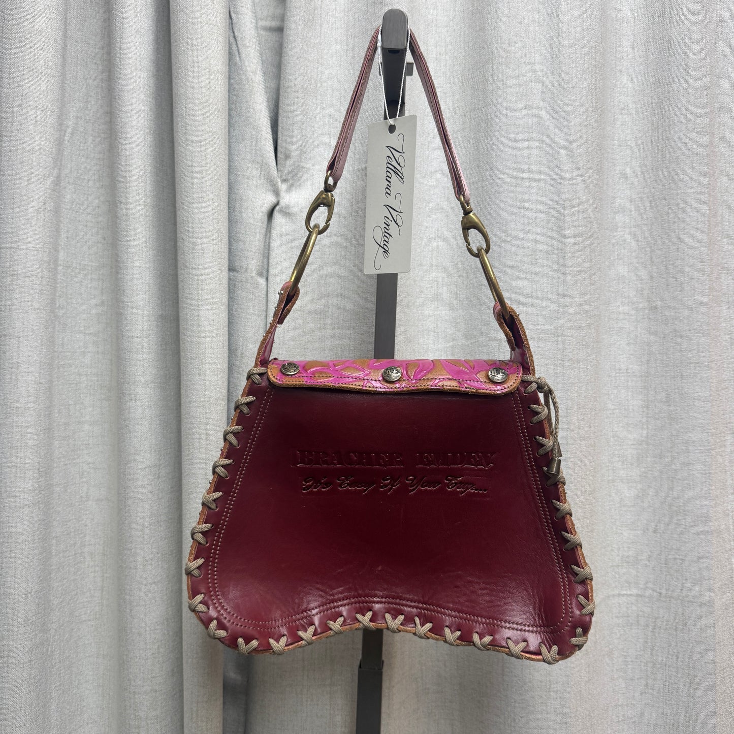 Bracher Emden Leather Pink Butterfly Shoulder Bag