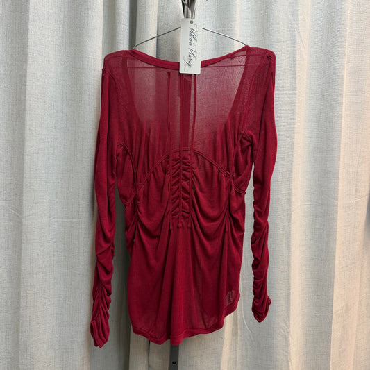 Red Ruched Cardigan