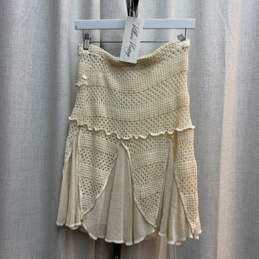 Zone Bleue Beige Crochet & Knit Midi Skirt