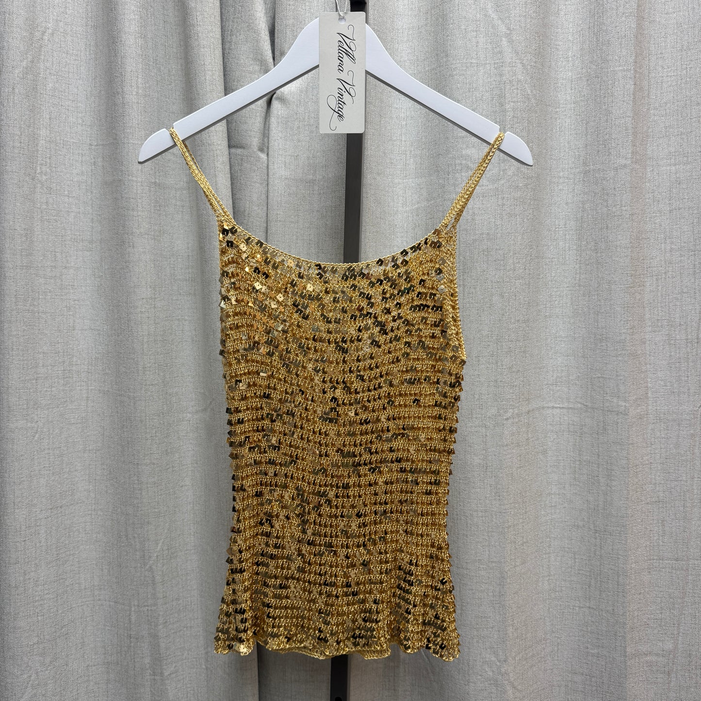 Orange Creamsicle Sequin Silk Crochet Tank Top