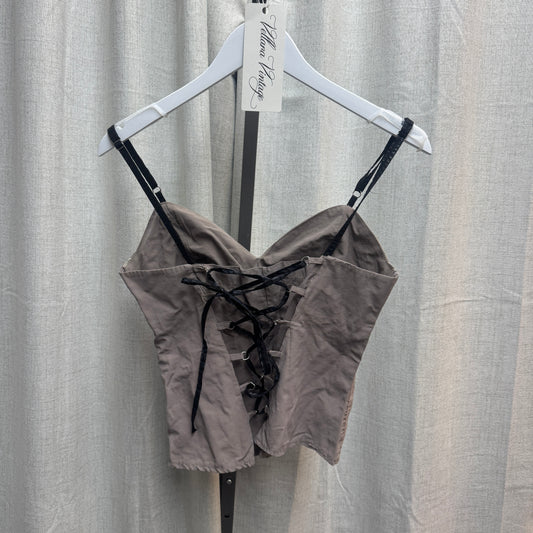 Tan Lace Corset-Style Tank Top