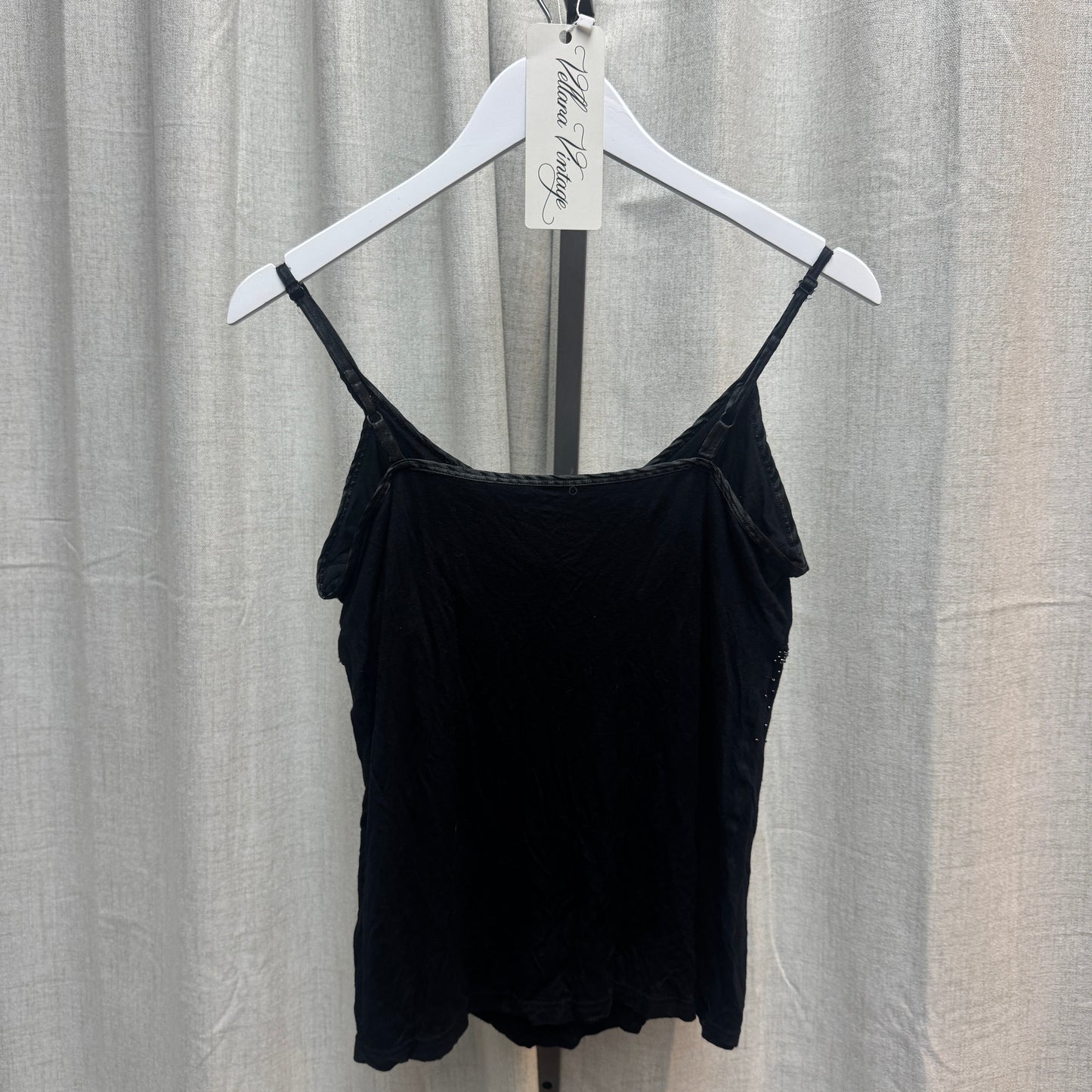 Black Beaded V-Neck Tank Top