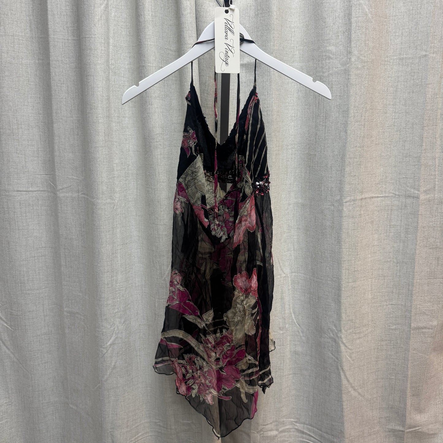 Morgan de Toi Sheer Magenta Floral Tank Top