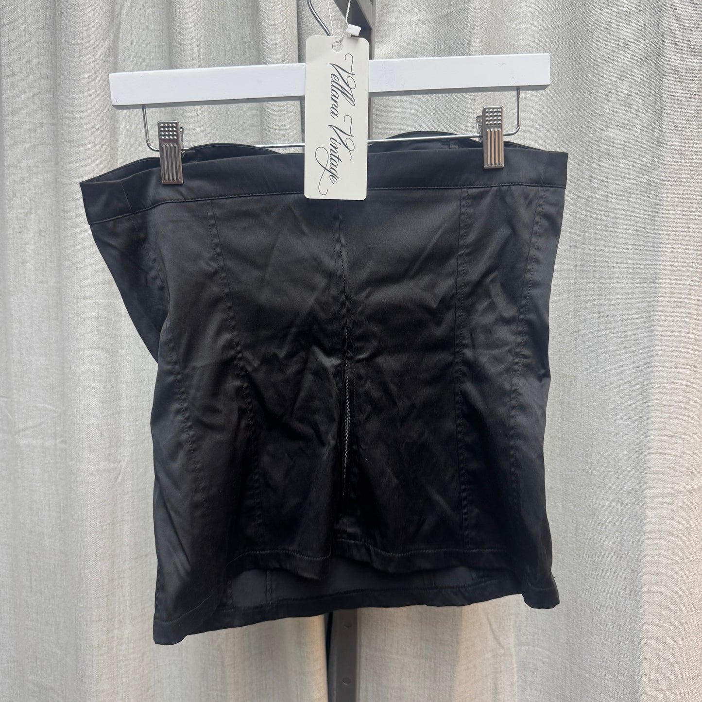 Black Satin Strapless Bustier Top