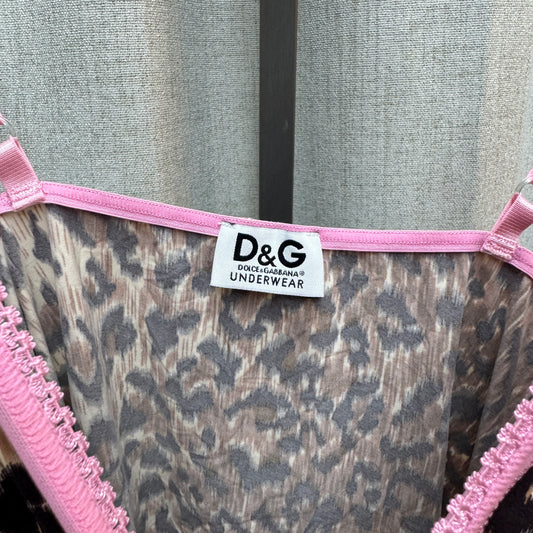 D&G Pink Mesh Lined Cheetah Print Tank Top