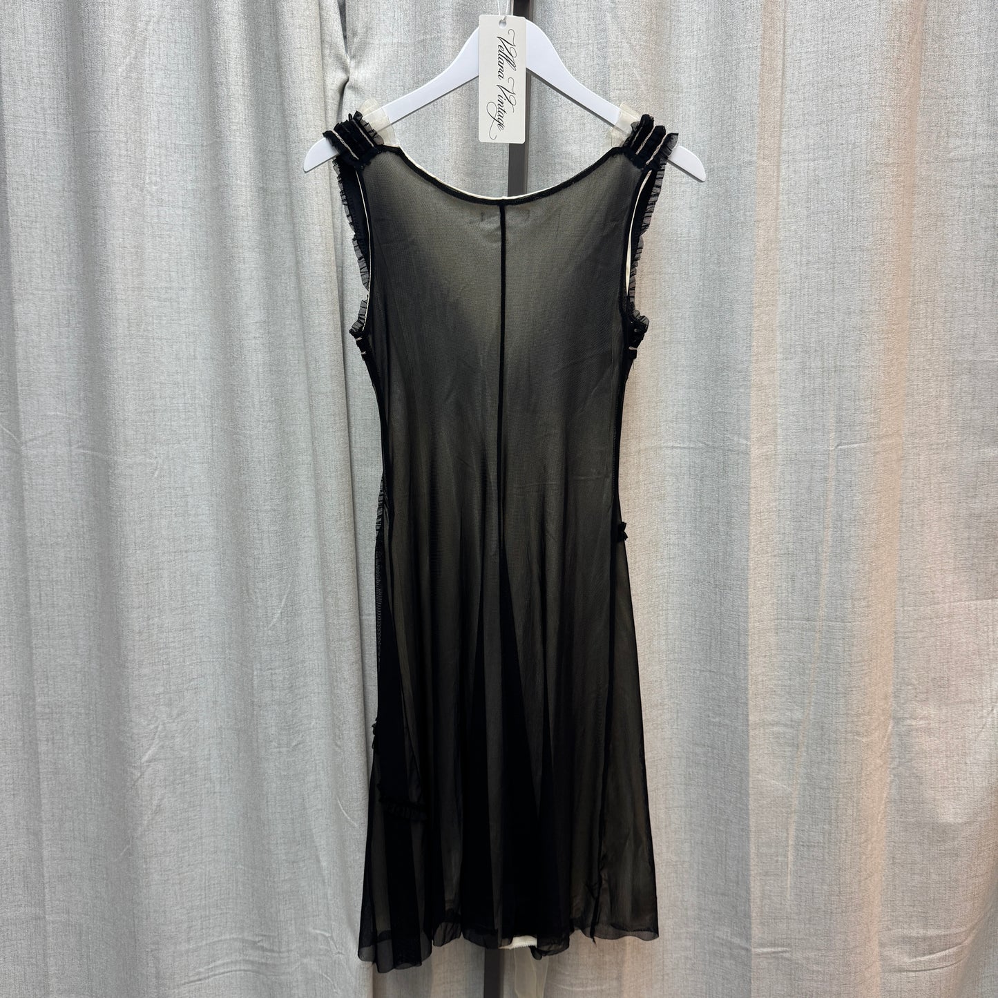 Siste's Black Midi Dress w/ Floral Appliqué